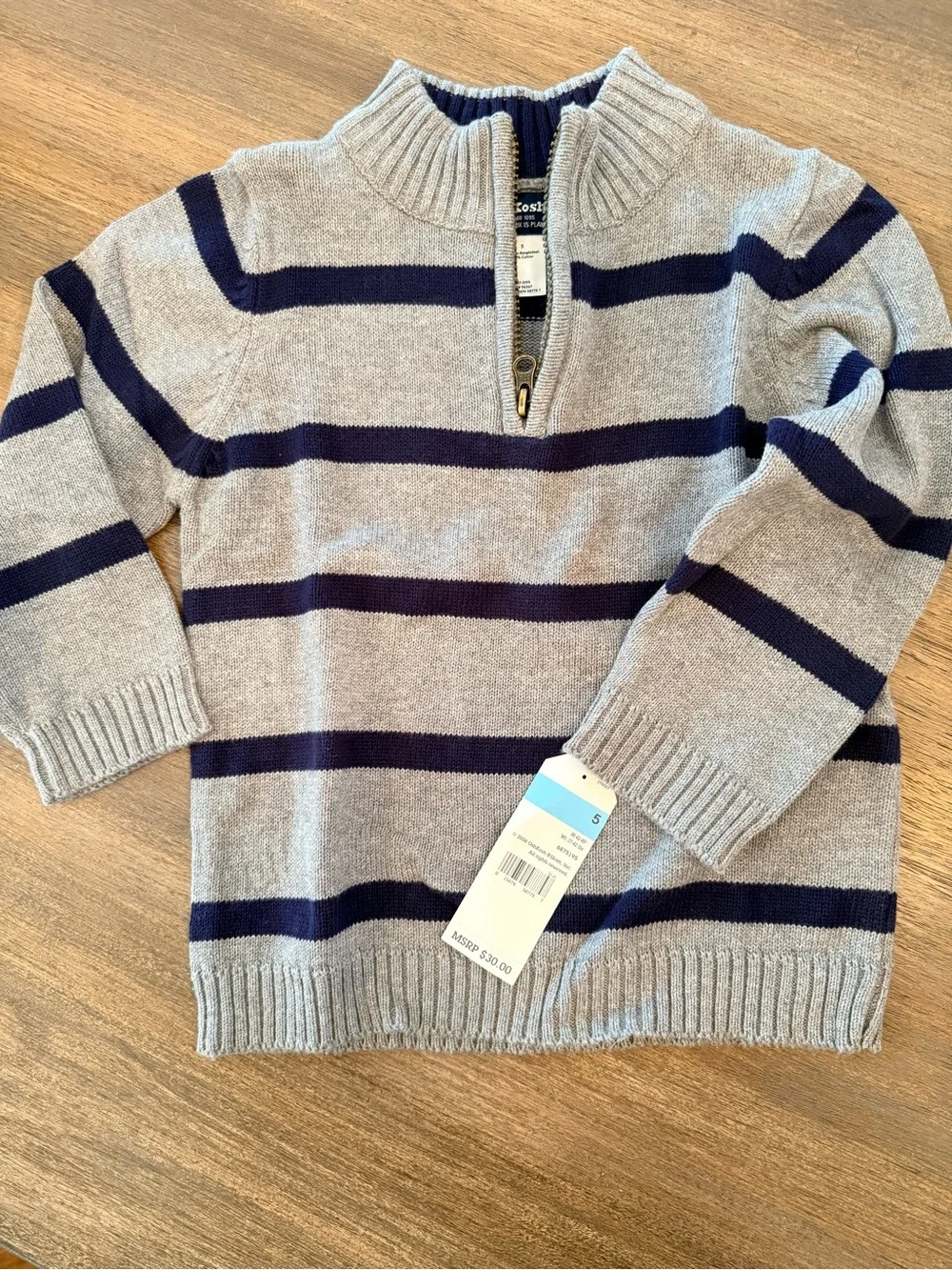 OshKosh Boys Quarter-Zip Striped Sweater Size 5 NWT